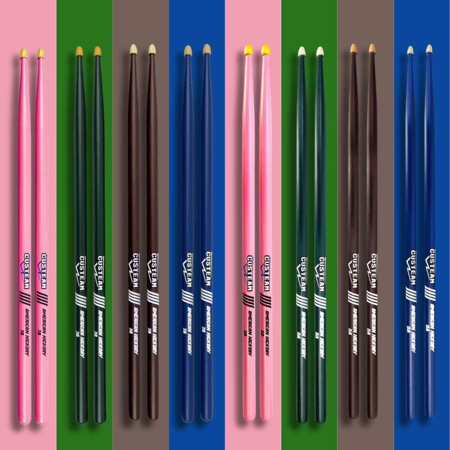 Blue Drumsticks 5A,7A - CUSTEAM Colored Drumsticks - Drumsticks - custeam