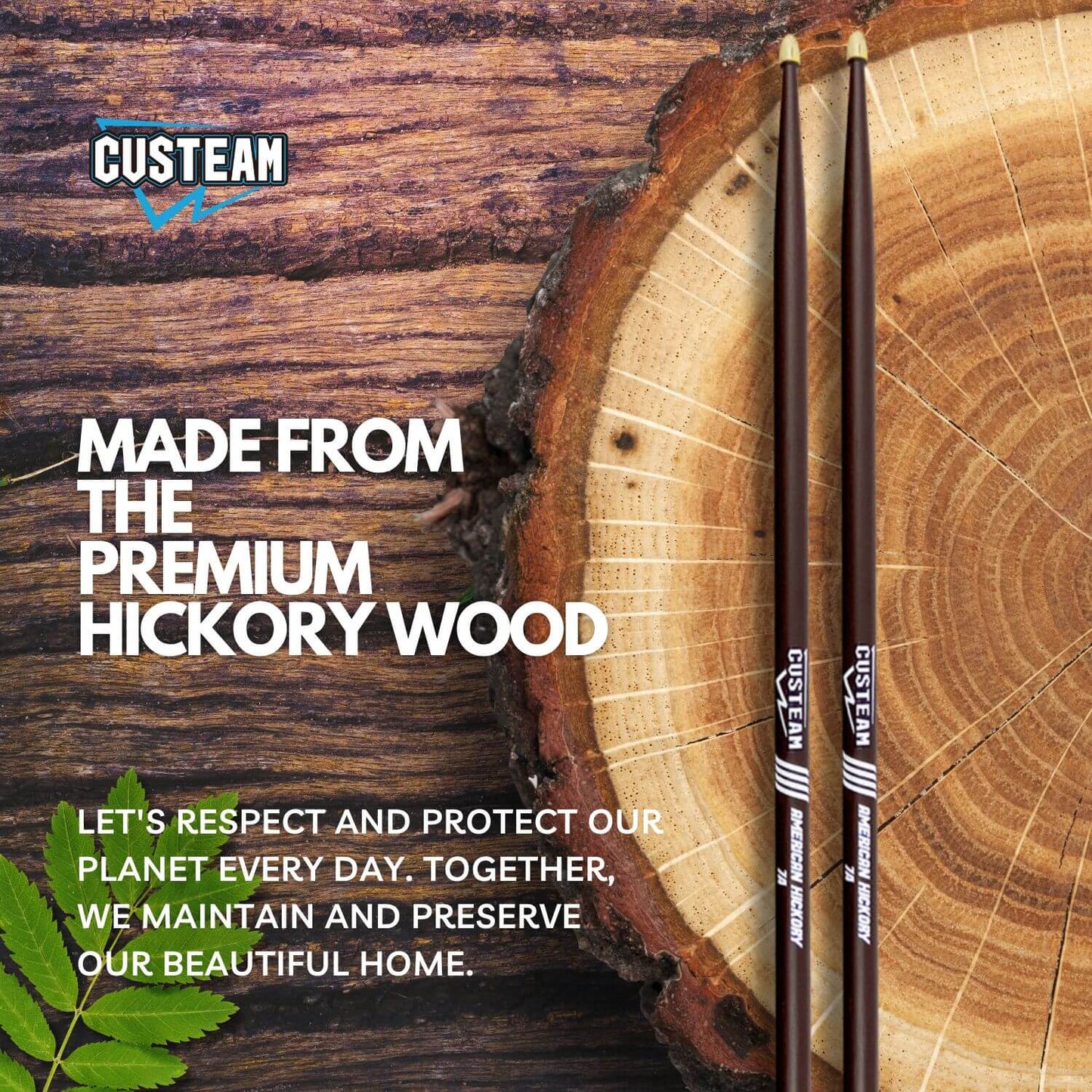 Coffee Hickory Drumsticks 5A,7A - CUSTEAM Colored Drumsticks - Drumsticks - custeam