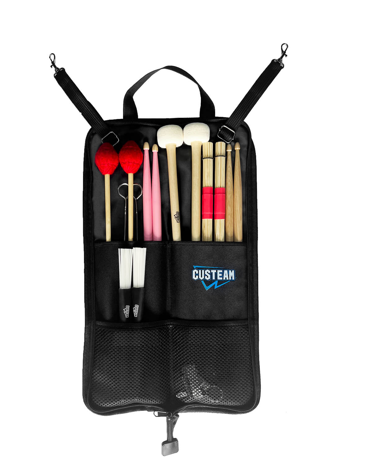 CUSTEAM Drum Stick Bag with Capacity for 6 Pairs Drum Sticks & Mellats - drum sticks bag - custeam