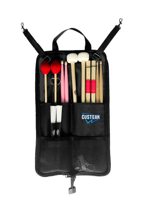 CUSTEAM Drum Stick Bag with Capacity for 6 Pairs Drum Sticks & Mellats - drum sticks bag - custeam