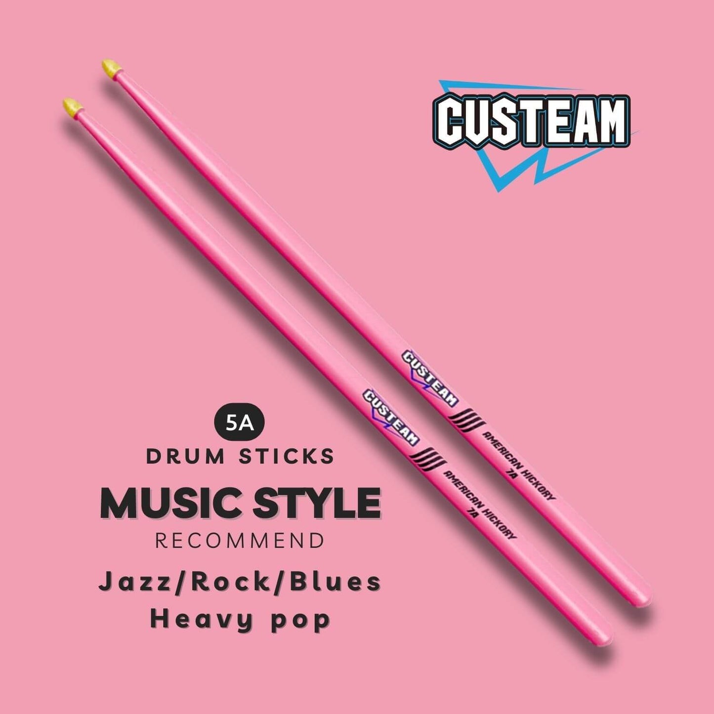 CUSTEAM Pink Drumsticks 5A,7A - Colored Drumsticks - Drumsticks - custeam