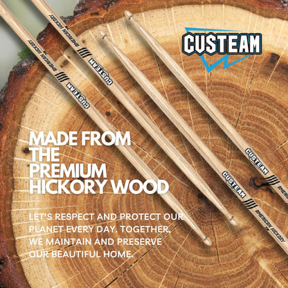 CUSTEAM Standard Hickory Drumsticks - Premium Quality for All Drumming Styles - Drumsticks - custeam