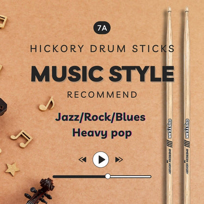 CUSTEAM Standard Hickory Drumsticks - Premium Quality for All Drumming Styles - Drumsticks - custeam